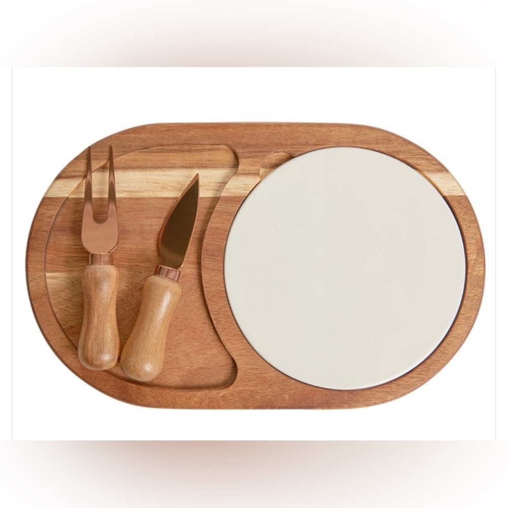 New Twine Gourmet Wood and Ceramic Cheese Board with Plate